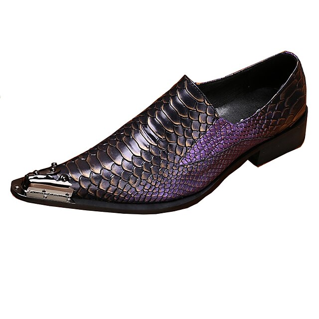  Men's Formal Shoes Leather Spring / Fall Loafers & Slip-Ons Walking Shoes Purple / Wedding / Party & Evening / Wedding / Party & Evening / Office & Career