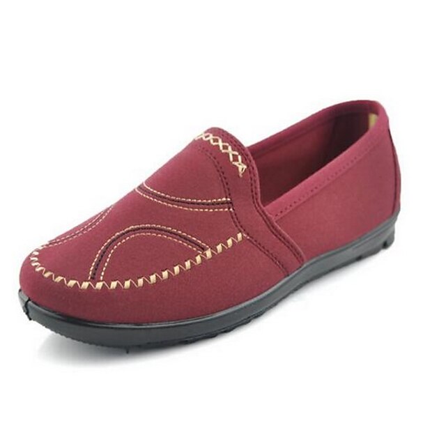  Damen Schuhe Stoff Frühling Komfort Loafers & Slip-Ons Flacher Absatz Runde Zehe für Kaffee Rot