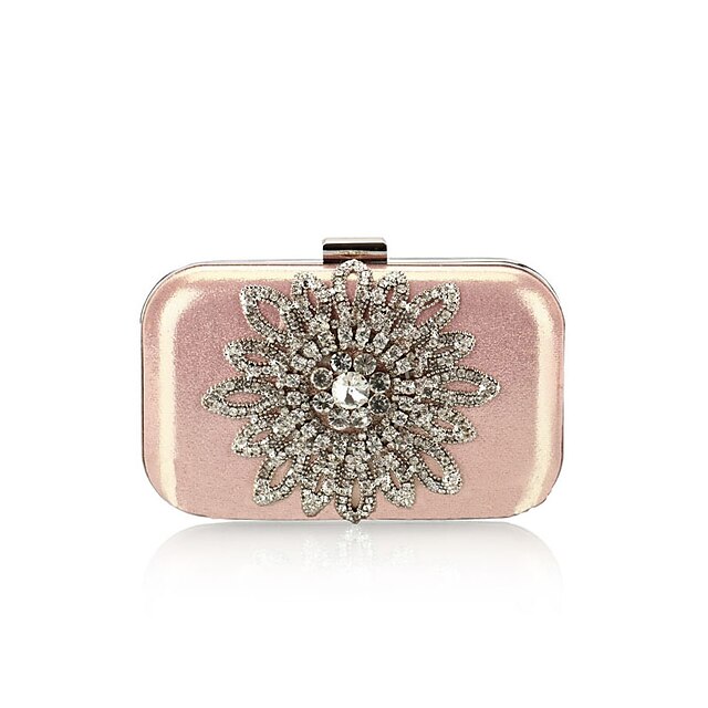  Women's Crystal / Rhinestone Evening Bag Rhinestone Crystal Evening Bags Polyester Solid Colored Black / Silver / Blushing Pink