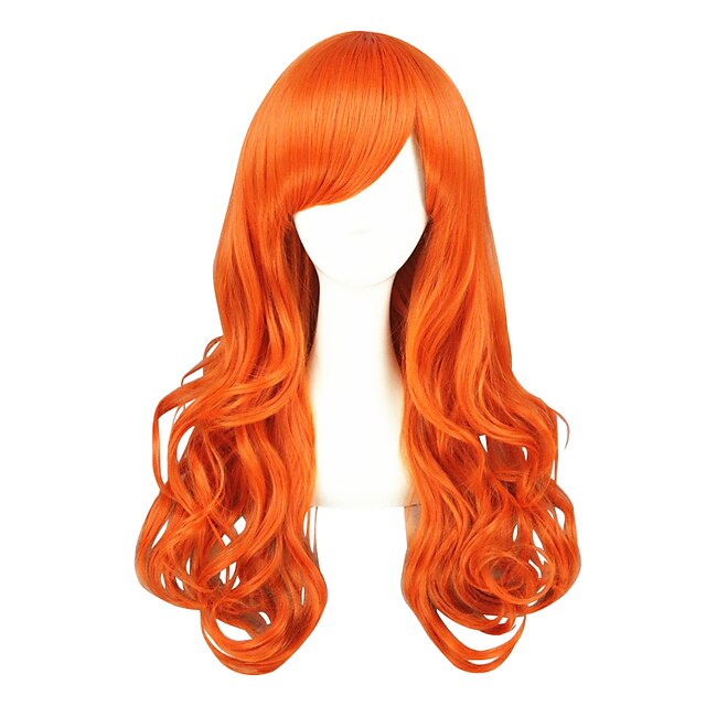 peruca sintética cosplay peruca cacheada encaracolada loira comprimento médio laranja cabelo sintético feminino loira