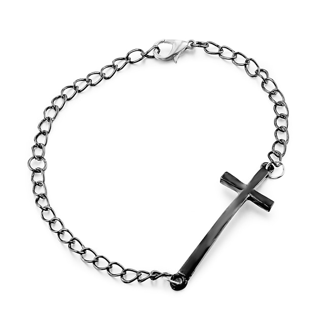  Women's Chain Bracelet Sideways Cross Cross Ladies Personalized Fashion Inspirational Christ Alloy Bracelet Jewelry Golden / Black / Silver For Christmas Gifts Party Daily