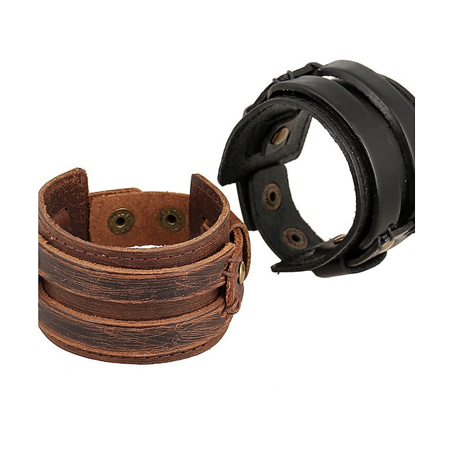  Men's Women's Leather Bracelet Ladies Natural Fashion Leather Bracelet Jewelry Black / Brown For Special Occasion Gift Sports