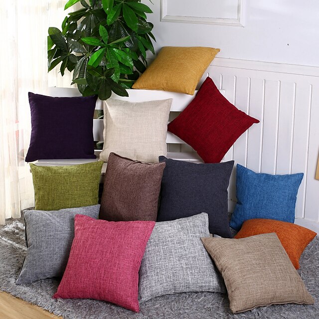  1 pcs Cotton / Linen Pillow Cover Pillow Case, Solid Colored Novelty Casual Traditional / Classic