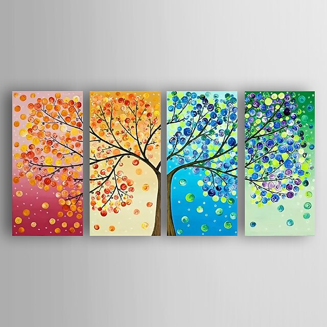  Oil Painting Hand Painted - Abstract Modern Contemporary Stretched Canvas / Four Panels