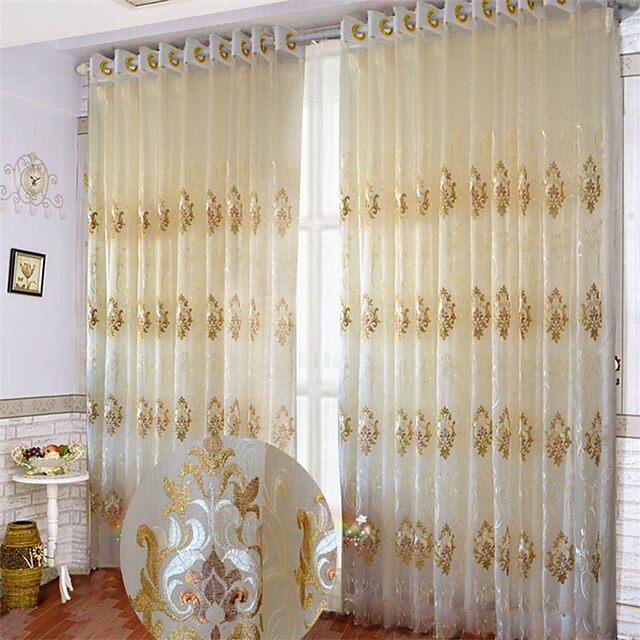  Európai Sheer Függöny Shades Két panel Nappali szoba   Curtains