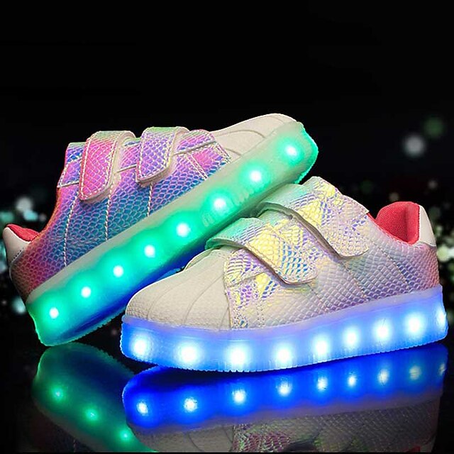  Boys' Shoes Leatherette Summer / Fall Light Up Shoes Sneakers LED for Black / Purple / Pink / White / Rubber