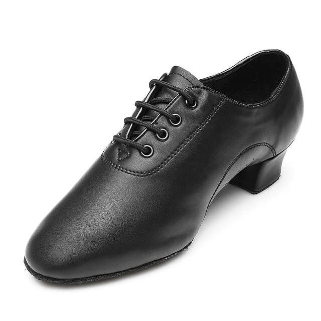  Men's Latin Shoes Ballroom Dance Shoes Performance Lace Up Heel Sneaker Low Heel Loafer Black