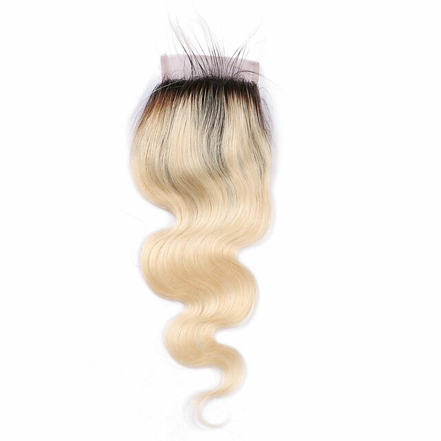 Бразильские волосы 4x4 Закрытие Естественные кудри / Классика Бесплатный Часть Швейцарское кружево человеческие волосы Remy Повседневные