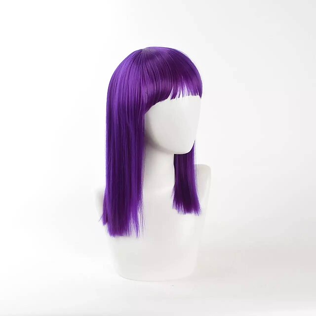  syntetická paruka rovná rovná paruka středně dlouhá fialová syntetické vlasy dámská fialová
