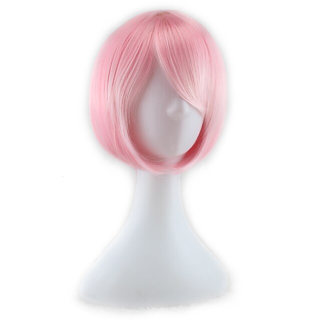  Syntetické paruky Volný Rovné Asymentrický střih Paruka Růžová Krátký Střední Růžová Umělé vlasy Dámské Ombre vlasy Růžová