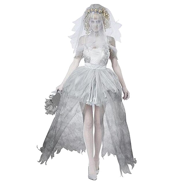 Skeleton / Skull / Angel / Devil / Ghost Cosplay Costume / Party Costume Women's Halloween / Carnival / Day of the Dead Festival / Holiday Halloween Costumes White Solid Colored