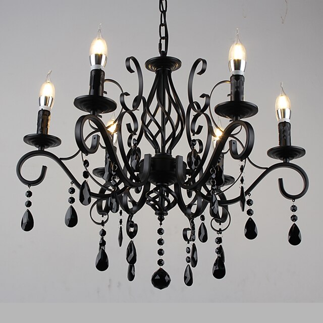  6-Light Chandelier Ambient Light Others Metal Crystal, Candle Style 110-120V / 220-240V Bulb Not Included