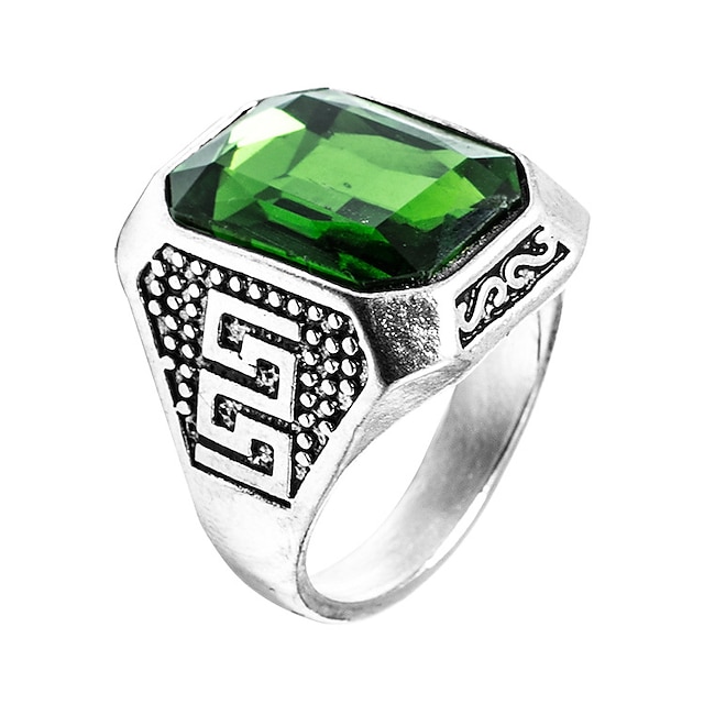  Band Ring Synthetic Emerald Solitaire Green Stainless Steel Zircon Emerald Class Unique Design Fashion Euramerican 7 8 9 10 11 / Men's