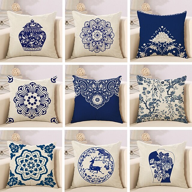  1 pcs Cotton / Linen Pillow Cover Pillow Case, Floral Novelty Classic Pattern Classic Retro