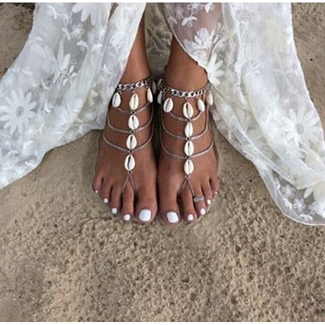 Barefoot-sandaalit Muoti Naisten Kehokorut Käyttötarkoitus Päivittäin Kausaliteetti Metalliseos Kyynel Hopea