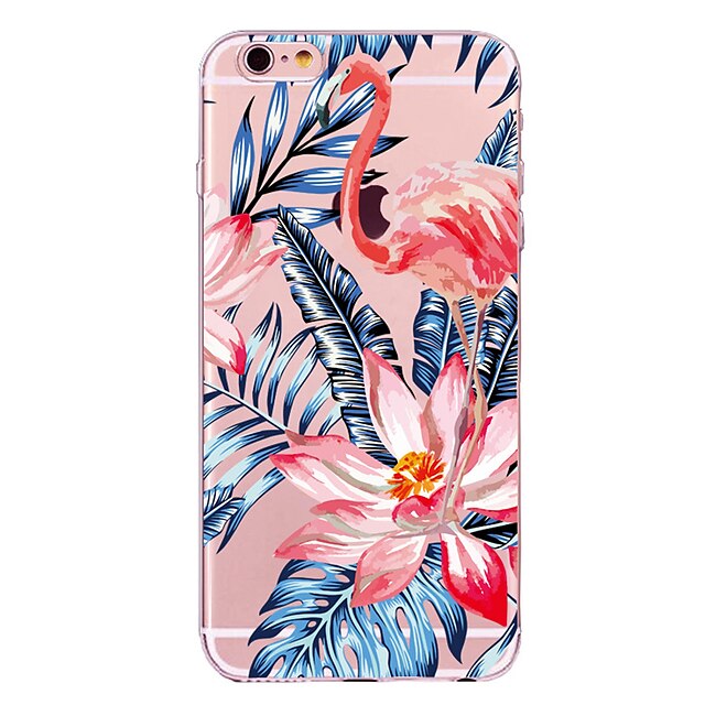  hoesje Voor Apple iPhone X / iPhone 8 Plus / iPhone 8 Transparant / Patroon Achterkant Flamingo / dier / Bloem Zacht TPU