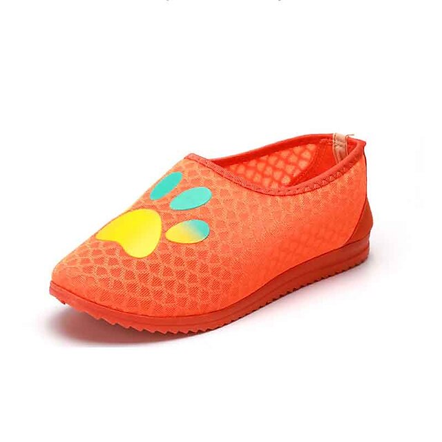  Women's Shoes Tulle Summer Comfort Loafers & Slip-Ons Walking Shoes Flat Heel Round Toe for Outdoor Orange