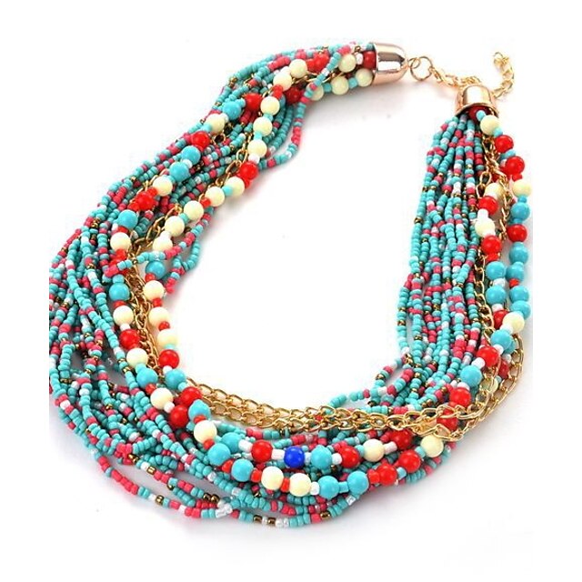  Women's Girls' Chain Necklace Layered Necklace Friends Statement Personalized Luxury Unique Design Nanometer Materials Alloy Rainbow Red Light Blue Necklace Jewelry For Christmas Gifts Party Special