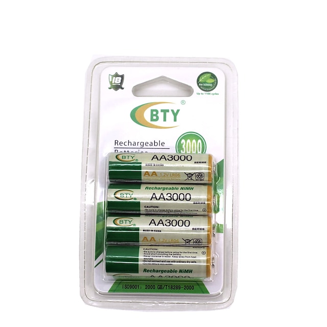 Bty Battery  High Quality Aa3000 Rechargeable Battery Ni-Mh Battery 3000Mah