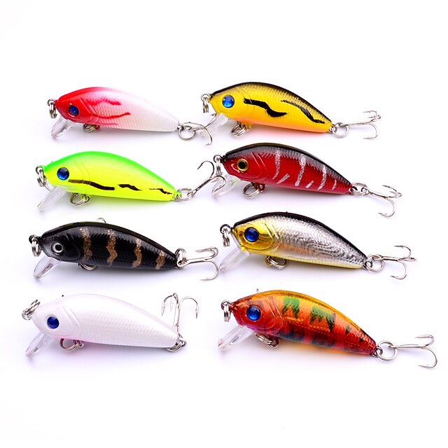  8 pcs Fishing Lures Crank Easy to Use Floating Sinking Bass Trout Pike Sea Fishing Bait Casting Spinning