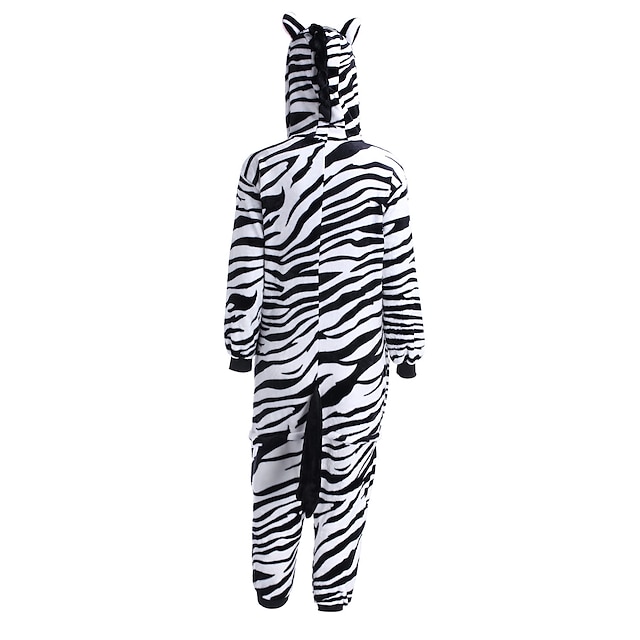 Toys & Hobbies Cosplay & Costumes | Adults Kigurumi Pajamas Zebra Animal Onesie Pajamas Flannel Toison Black / White Cosplay For