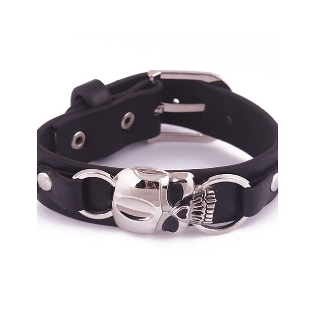  Damen Lederarmbänder Freundschaft Modisch Punk Rock Handgemacht T¨¹rkisch Gothic Leder Aleación Kreisform Totenkopf Schmuck Weihnachts