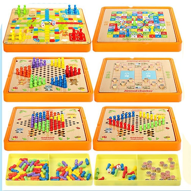  Board Game Checkers Aeroplane Chess Draughts Jungle Chess Fun Kid's Adults' Unisex Toys Gifts
