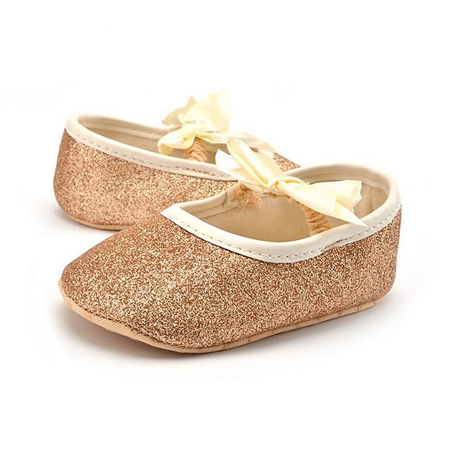  Girls' Shoes Synthetic Summer / Fall Loafers & Slip-Ons Bowknot for Kid's Gold / Silver / Champagne / Party & Evening