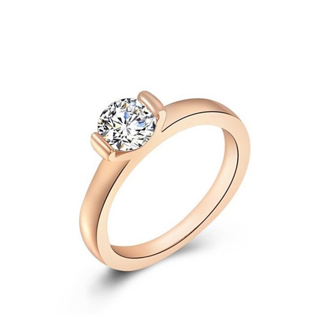  Women's Round Cut Simulated Statement Ring Alloy Ladies Fashion Ring Jewelry Rose Gold For Wedding Office & Career One Size