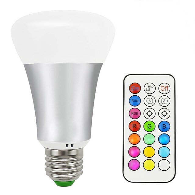  1pç 10 W Lâmpada de LED Inteligente 700 lm E26 / E27 16 Contas LED SMD 5050 Controle Remoto Decorativa Cores Gradiente Branco Quente RGB 85-265 V / 1 pç / RoHs