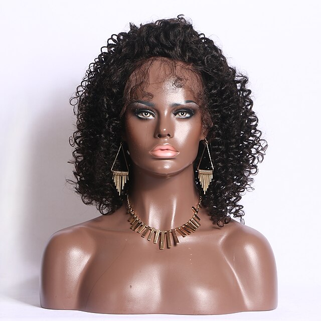  Aidot hiukset Full Lace Peruukki tyyli Brasilialainen Kihara Peruukki 130% Hiusten tiheys ja vauvan hiukset Luonnollinen hiusviiva Afro-amerikkalainen peruukki 100% käsinsidottu Naisten Lyhyt