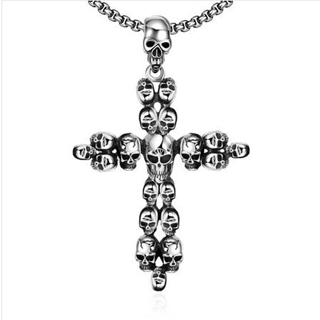  Men's Pendant Necklace Cross Cross Titanium Steel Silver Necklace Jewelry For Gift Daily Casual