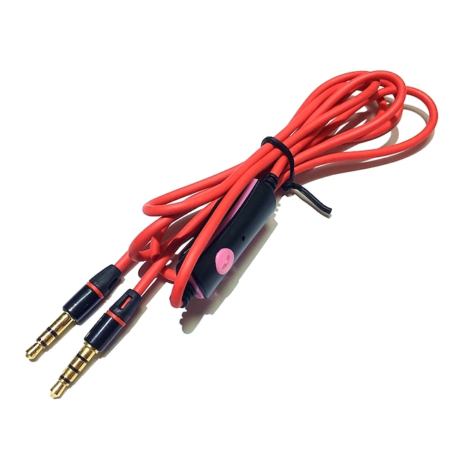  Câble d'écouteur avec télécommande micro télécommande Câble audio stéréo masculin de 3,5 mm 120 mm rouge