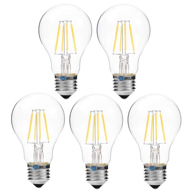  BRELONG® 5pcs 4 W 300 lm LED Filament Bulbs A60(A19) 4 LED Beads COB Dimmable Warm White / White 200-240 V / 5 pcs