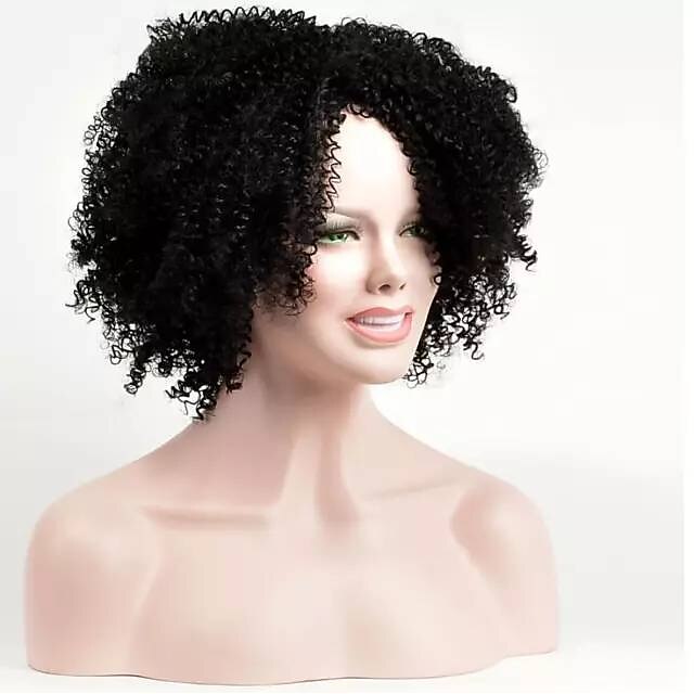  Synthetic Wig Afro Afro Wig Short Natural Black Synthetic Hair Women's Black