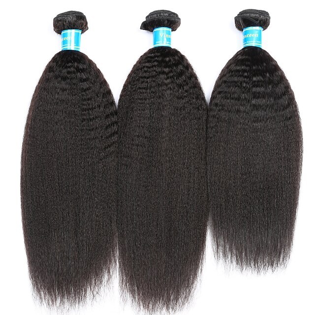  3 csomag Brazil haj Göndör egyenes 10A Szűz haj Kémiai anyagoktól mentes / nyers Az emberi haj sző Természetes szín Emberi haj sző Human Hair Extensions Női