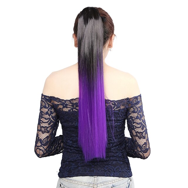  neitsi 1pcs 22 115g striaght wrap around ponytail hair extensions synthetic ombre t purple
