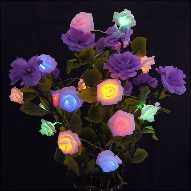  5M 20 LED Battery Operated String Flower Rose Fairy Light Christmas Decor (warm whiteWhitePinkYellowMulti ColorGreenRedPurpleBlue)