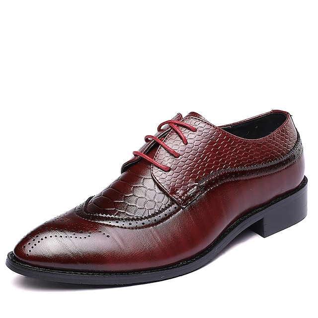  Herren Outdoor Abendschuhe Derby-Schuhe Britisch Hochzeit Party & Abend Büro & Karriere Wanderschuhe Leder Rutschfest Tragen Sie Beweis Schwarz Rot Braun Gradient Herbst Frühling