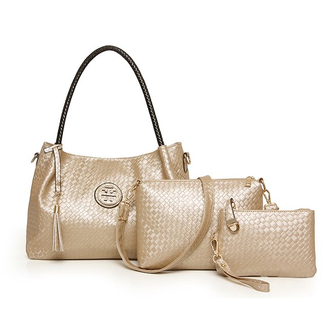  Damen Taschen PU Bag Set 3 Stück Geldbörse Set Reißverschluss für Normal Weiß / Schwarz / Blau / Gold / Beutel Sets