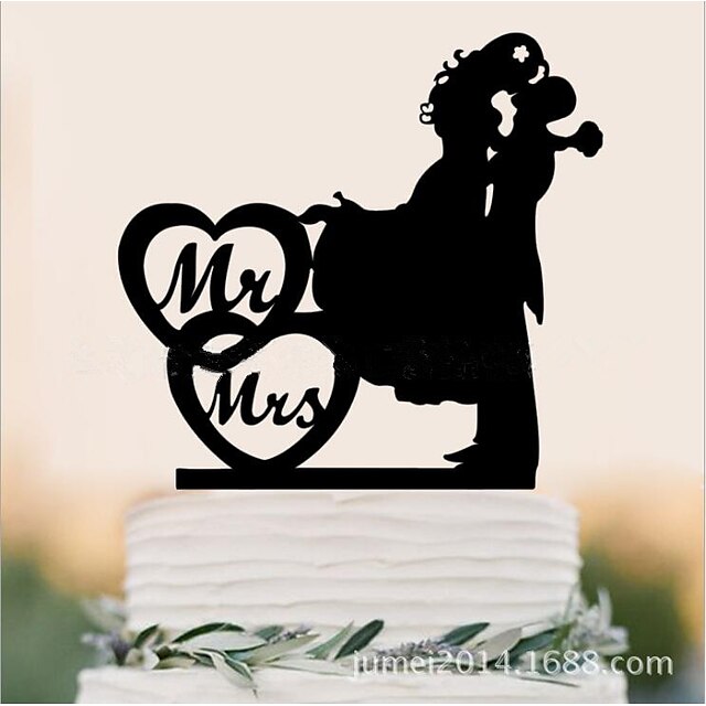  Cake Topper European Acrylic Wedding Anniversary Engagement with 1pcs OPP