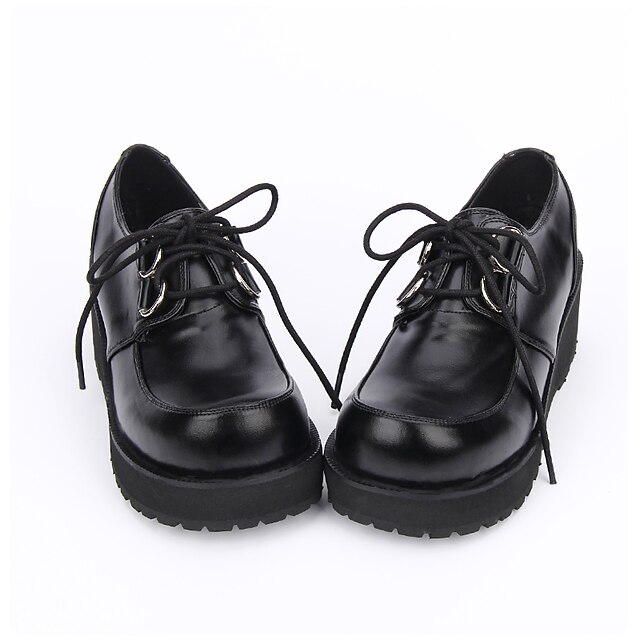  Herren Damen Mädchen Schuhe Lolita Handgemacht Plattform Feste Farbe Lolita Schwarz PU - Leder / Polyurethan Leder PU-Leder 5 cm