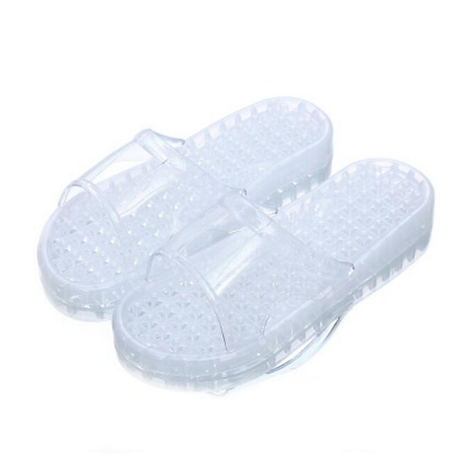  Feminino Sapatos PVC Verão Chinelos e flip-flops Rasteiro Para Branco Preto Azul