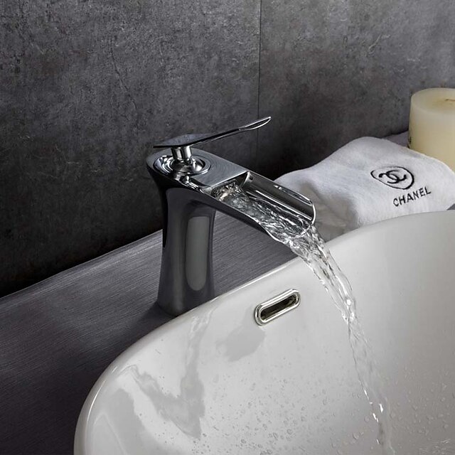  Fürdőszoba mosogató csaptelep - Vízesés Króm Montirana na postolje Egy fogantyú egy lyukkalBath Taps