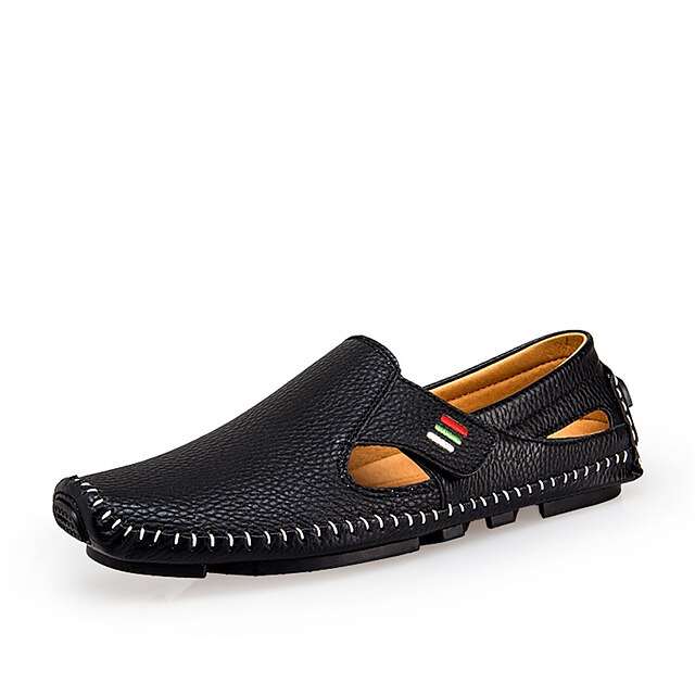  Bărbați Sandale Pantofi de confort Pantofi de conducere Tălpi de iluminat Casual În aer liber Plimbare Microfibre Alb Negru Albastru Primăvară Vară