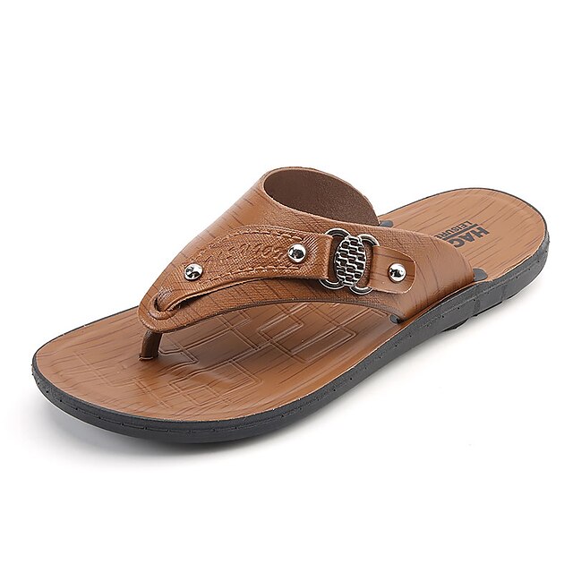  Herrn PU Frühling / Sommer Komfort Sandalen Gelb / Braun / Perlenstickerei