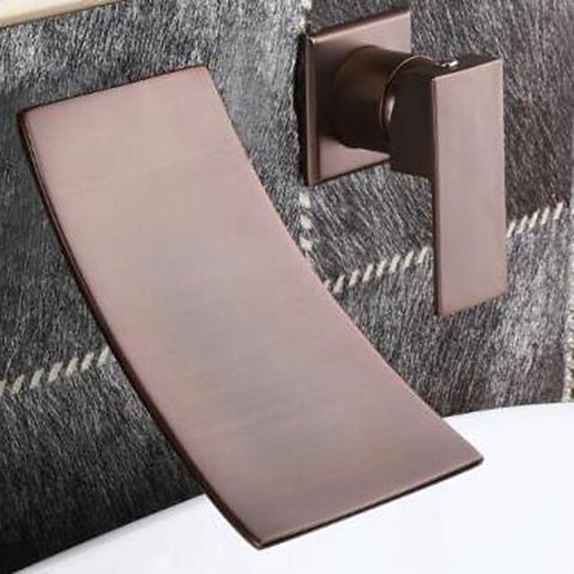  Bathroom Sink Faucet - Waterfall Oil-rubbed Bronze Widespread Two Holes / Single Handle Two HolesBath Taps / Brass