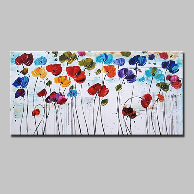  Pintura a Óleo Pintados à mão Horizontal Floral / Botânico Modern Estilo Europeu Incluir moldura interna