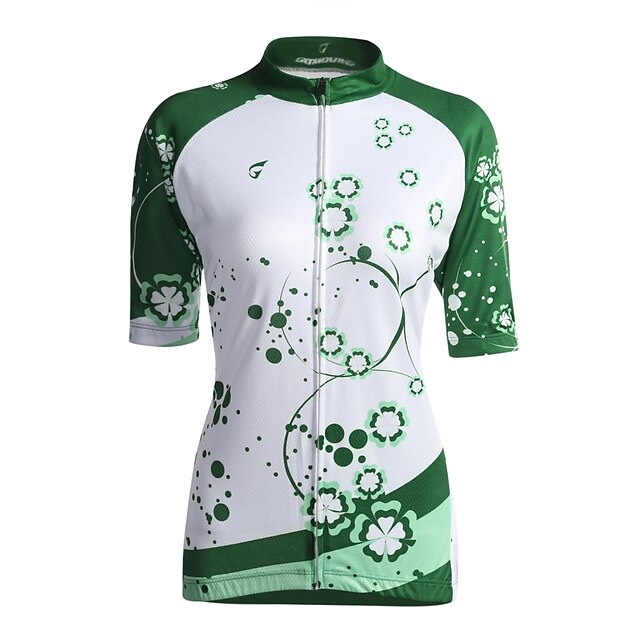  GETMOVING Γυναικεία Κοντομάνικο Φανέλα ποδηλασίας Πράσινο Ανοικτό Άνθινο / Βοτανικό Ποδήλατο Αθλητική μπλούζα Μπολύζες Αναπνέει Πίσω τσέπη Αθλητισμός Coolmax® Ποδηλασία Βουνού Ποδηλασία Δρόμου Ρούχα