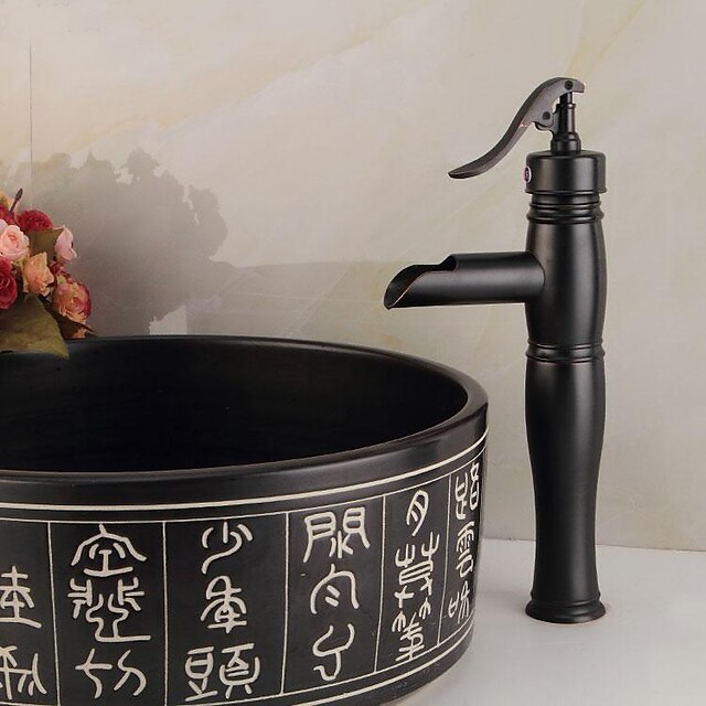 Kylpyhuone Sink hana - Vesiputous Musta Integroitu Yksi kahva yksi reikä